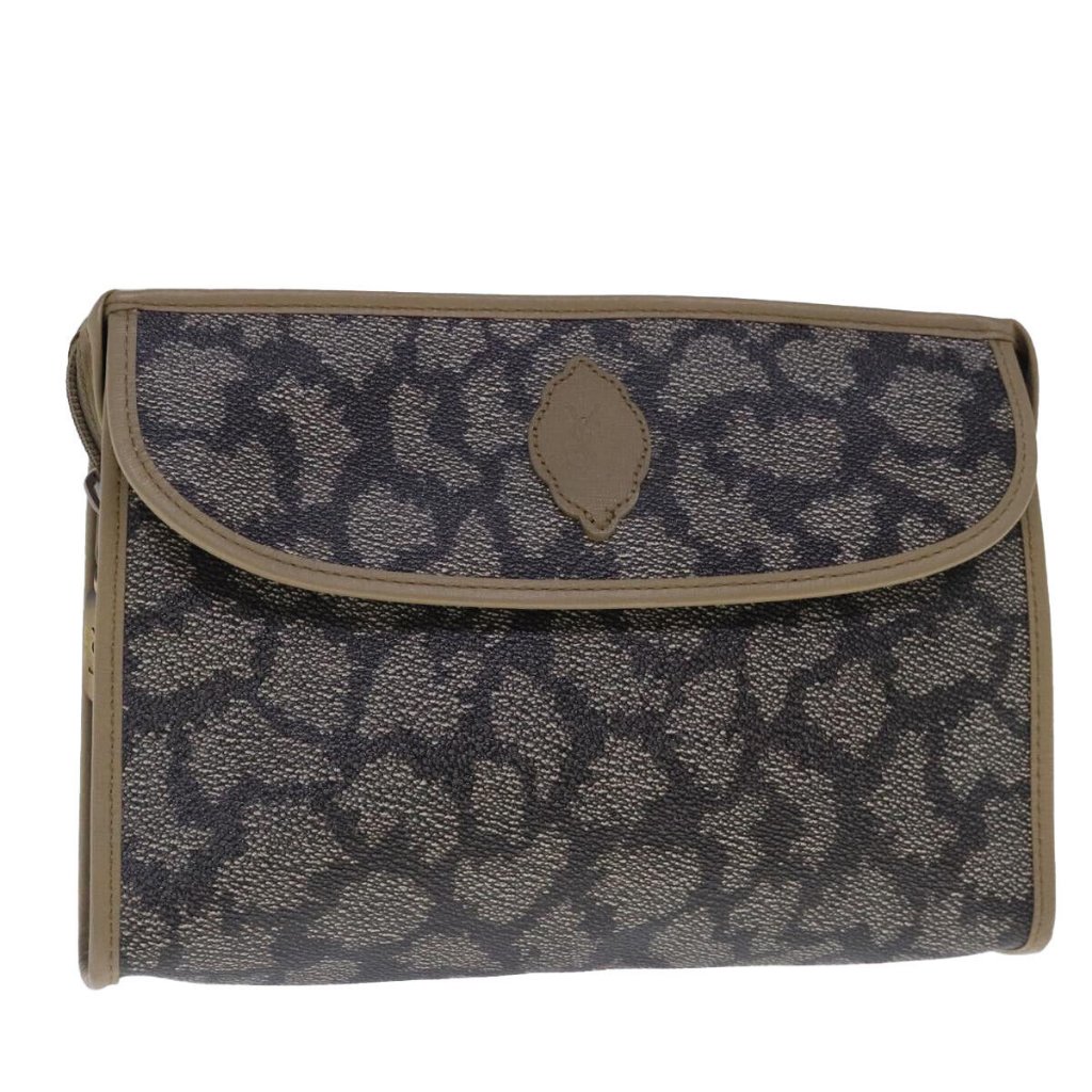 Saint Laurent Clutch Bag Pvc Leather Beige Authentic